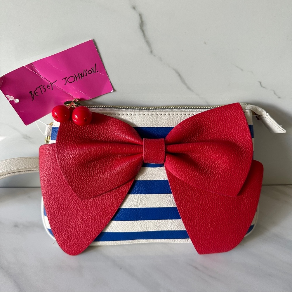 Betsey Johnson wristlet Red Bow NEW Cherries Charm